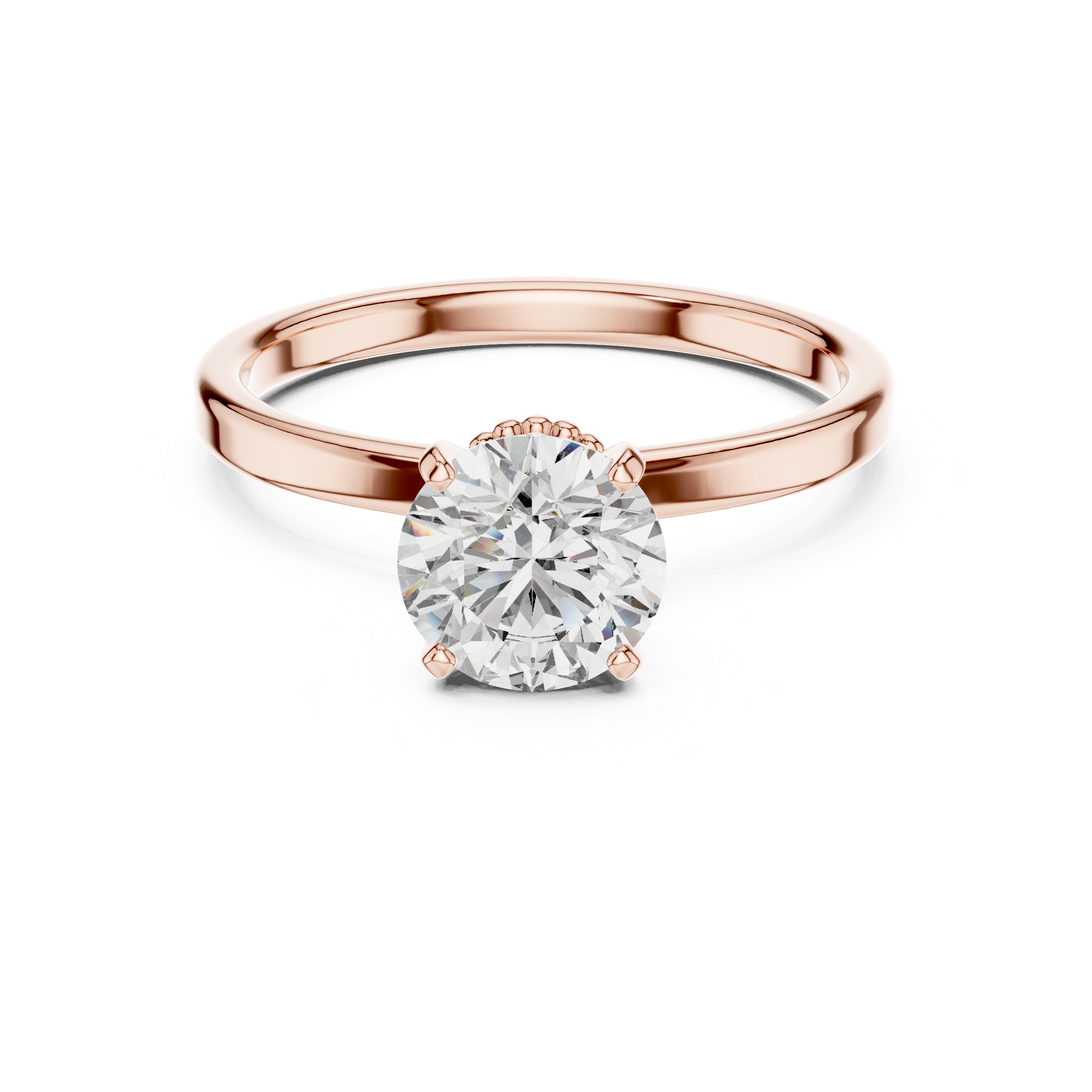 Solitaire Ring with Round Brilliant Diamond and Crown Setting